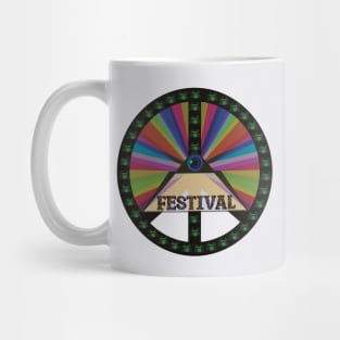 Music Festival Peace Symbol with Drum kit overlay Mug